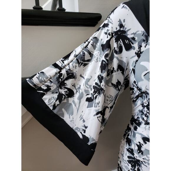 RUBY ROX Asymmetric Dress Womens Medium White Black Floral Ruched One Shoulder - Picture 11 of 11